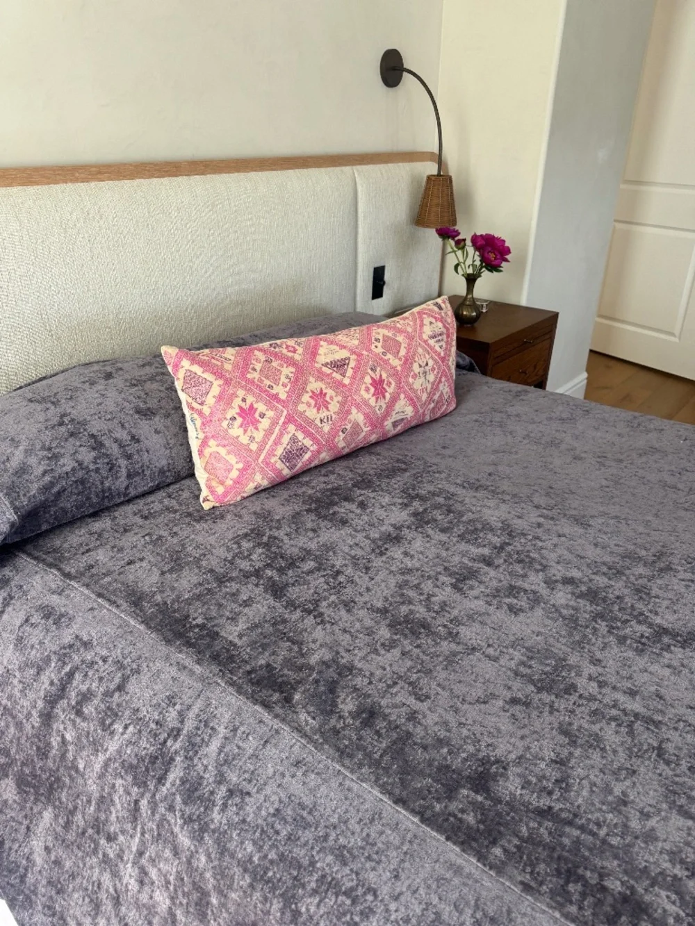 ANICHINI HORUS LINEN VELVET COVERLET - QUEEN. NWT Deep Lavender Lists @$1340